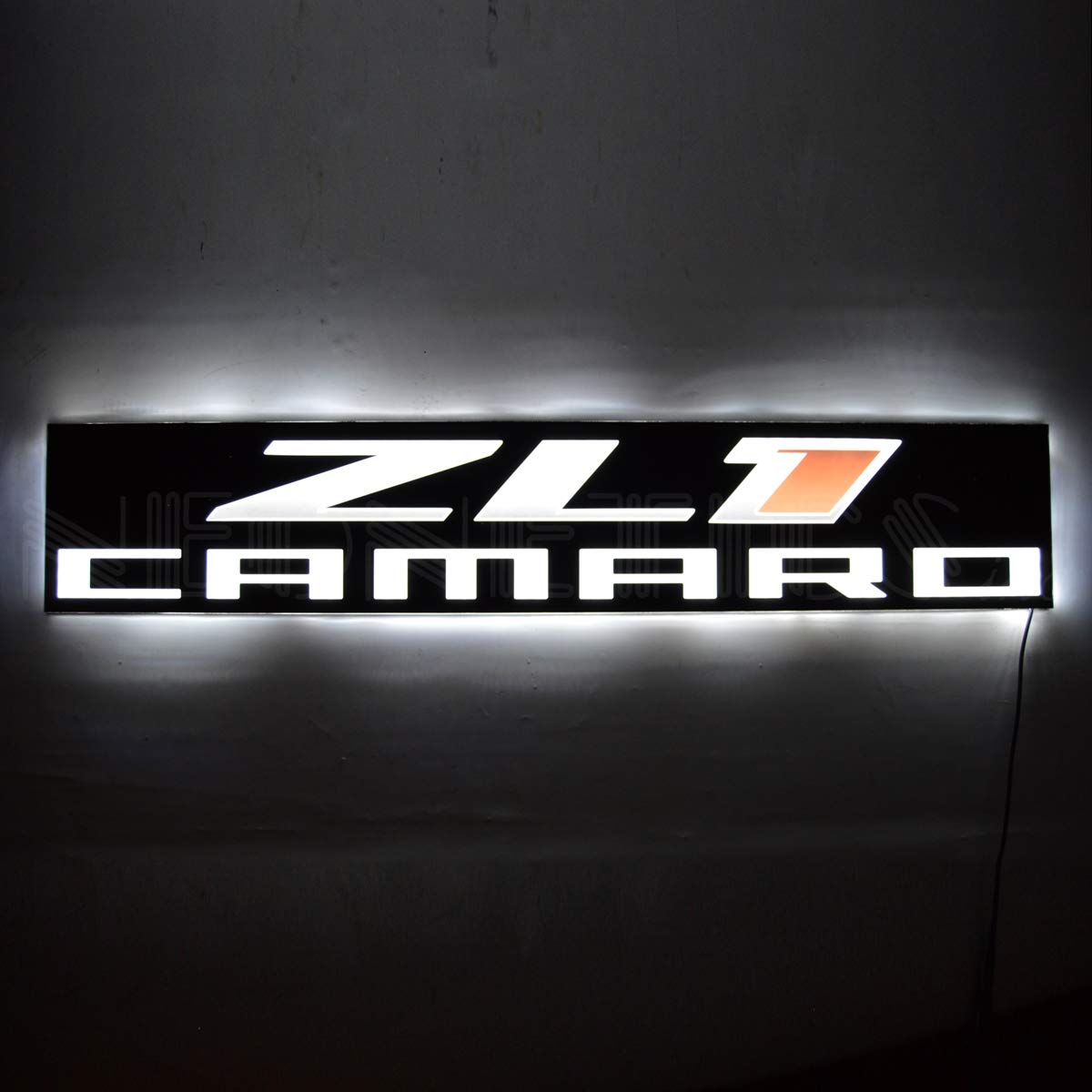 Chevy Camaro ZL1 Ultra Slim Led Wall Light Sign Red, Black and White Logo  with White LED Lights, Measures 36 inch by inch by 3/8 inch Thick  7LEDZL