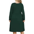 thumbnail image 2 of Mengpipi Womens's Plus Size Casual Long Sleeves Dress Crew Neck Loose Midi Dress with Pockets, 2X-5X, 2 of 8