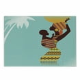 thumbnail image 1 of African Cutting Board, Mother with Her in Clothes Retro Style Fashion Image, Decorative Tempered Glass Cutting and Serving Board, Small Size, Turquoise Marigold, by Ambesonne, 1 of 1