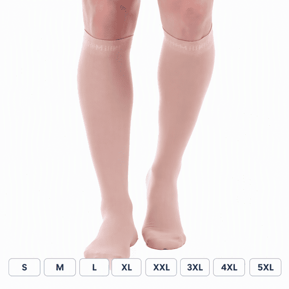 Doc Miller Compression Socks for Women & Men, 8-15 mmHg Knee High Closed Toe, Travel Flight Nurse Pregnancy Sport, Varicose Veins Edema Swollen Ankles Leg Fatigue, Graduated Support, Beige, 1 Pair