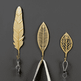 thumbnail image 5 of 3pcs  Decorative Leaves Iron Hooks, Leaf Shape Wall Mounted Hooks Modern Key Holder Wall Mounted Gold Single Prong Coat Hanger Home Office Nursery Room Decoration, 5 of 9