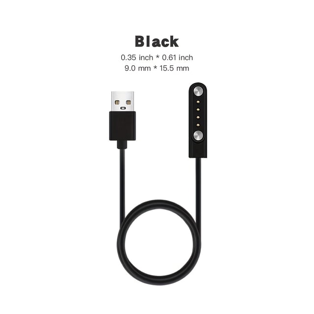 CNKOO Smart Watch Magnetic Fast Charging Cable - USB to 4-pin Connector Compact and Durable Perfect for Travelers Black 23.62inch Wire Length Magnetic Design. Available in 7.62-14.3m
