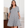 thumbnail image 2 of SHOWMALL Nightgowns for Plus Women Soft Short Sleeve Pajama Dress with Pockets for Sleep NightPink Stars 2X, 2 of 7