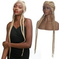 thumbnail image 5 of SEGO 35" Extra Long 100% Hand Braided 360 Swiss Lace Front Light Brown Double Dutch Braided Wigs with Baby Hair for Women Heat Resistant Lightweight Synthetic Cornrow Braids Twisted Braids Wig, 5 of 8