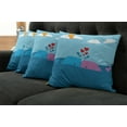 thumbnail image 5 of Ambesonne Romantic Throw Pillow Cover 4 Pack, Lover Whales in Ocean, 18", Blue and Pink, 5 of 5