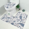 thumbnail image 2 of Blue Paisley and Floral Pattern Bathroom Rugs Sets 3 Piece,Toilet Cover Set,Absorbent Non Slip Bathroom Mats Sets with U-Shaped Contour Rug Toilet Rug Set, 2 of 5
