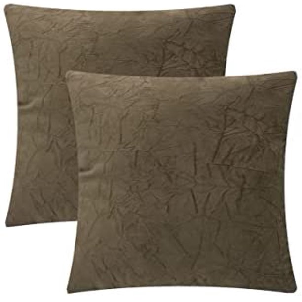 Set of 2 Velvet Throw Pillows with Stuffing Included, Soft Square