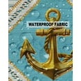 thumbnail image 5 of Pack of 2 Outdoor Pillow Covers, Vintage Ocean Golden Anchor Blue Stripes Waterproof Square Throw Pillowcase Cushion Decorative Pillow Covers for Couch Patio Tent, 24x24 in, 5 of 6