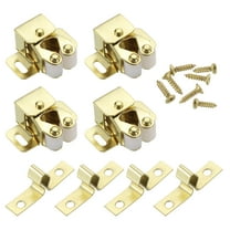 Uxcell 4Pcs Cabinet Latch Double Roller Catch, Lock Stop Catch Clamp Cabinet Closer Magnetic Closure Hardware for Cabinet Kitchen Closet Doors, Gold