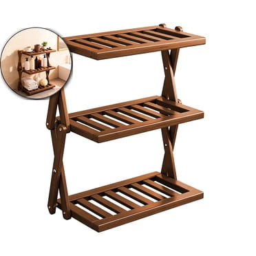 VQPeo Two Tier Wooden Shelf, Multi-Layer Countertop Organizer, Teaware Display Rack for Kitchen Storage & Tea Station Setup