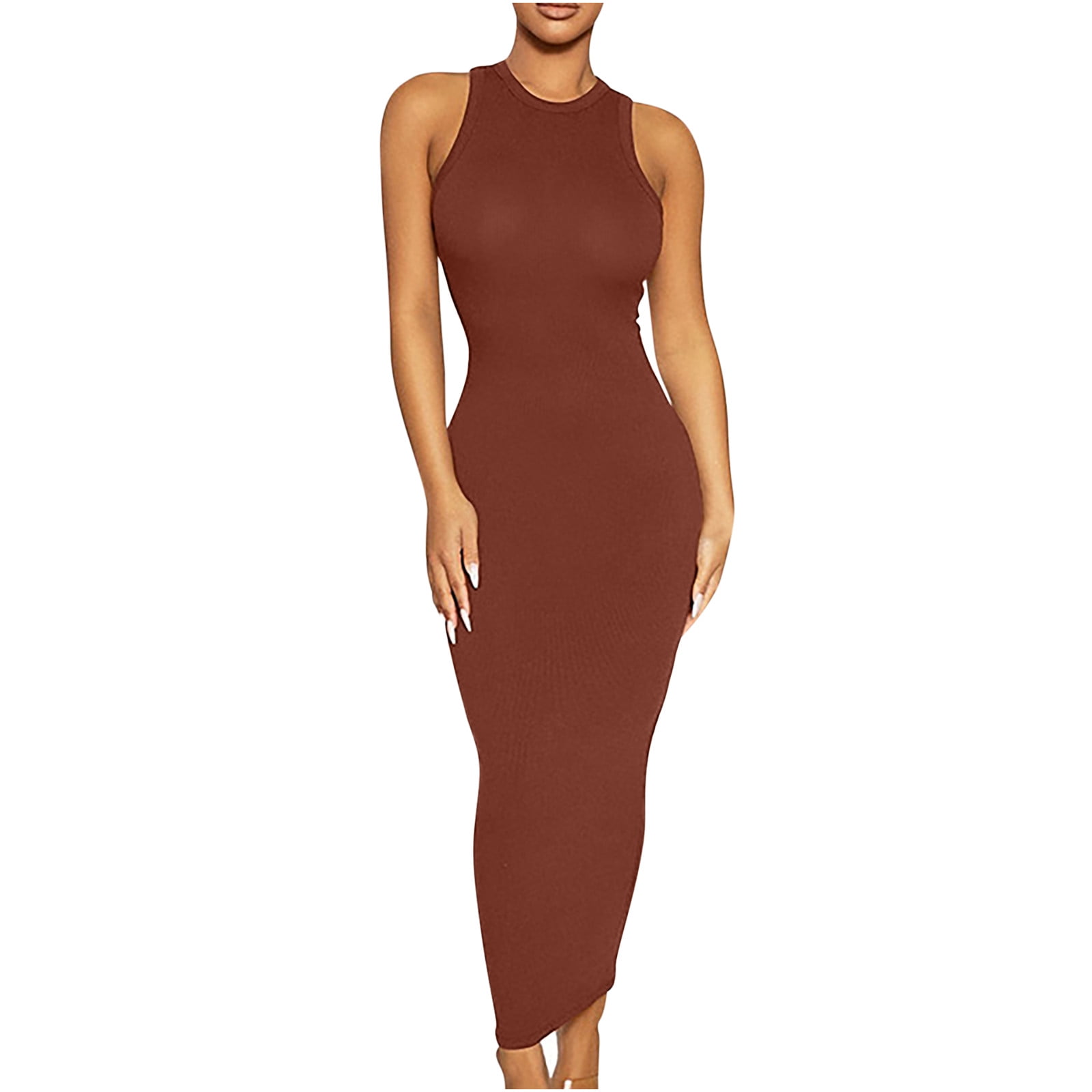 K-Cliffs Women's Traditional Ribbed Body-Con Tank Dress One