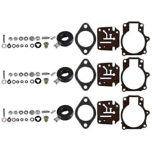 3 x Carburetor Carb Rebuild Repair Kit and Float Fit for Johnson Evinrude 396701 65 70 75