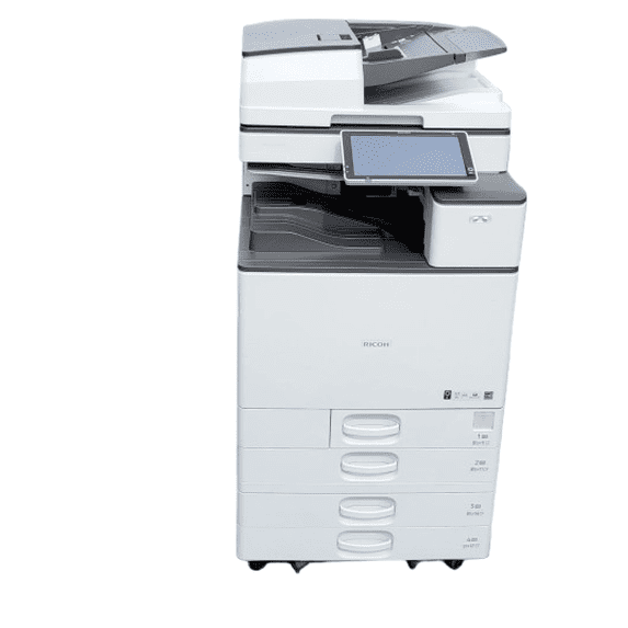 Restored Ricoh Color Multifunction Copier Printer, Scanner, Fax, with Finisher, 45 ppm, Duplex, Network-Ready, P/N: C4504ex