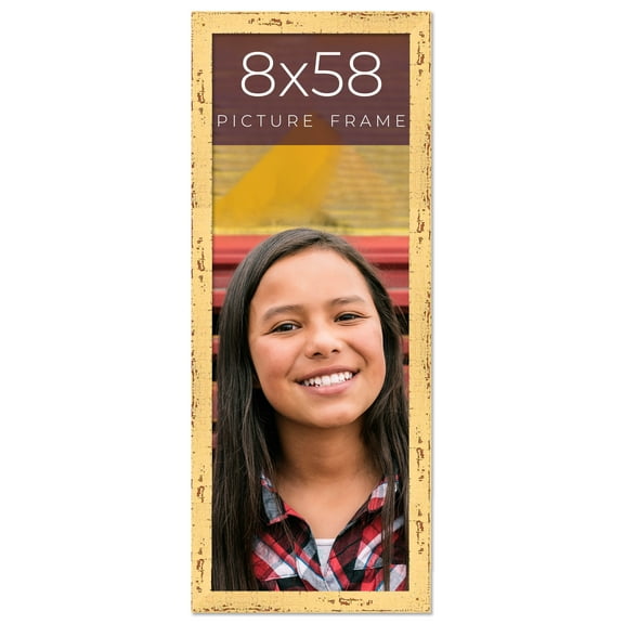 8x58 Frame Yellow Real Wood Picture Frame Width 1.25 inches | Interior Frame Depth 0.5 inches |