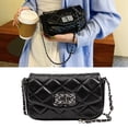 thumbnail image 3 of Bolso de cadena para mujer Bolso de hombro único con textura acolchada a presión Bolso de moda con cuadros rómbicos, 3 of 8