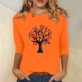 thumbnail image 2 of Dadaria Hauts pour Femmes Chemise Orange Manches 3/4 T-Shirt Col Rond Grande Taille Tee Été Chandail Blouses 3TG, 2 of 5