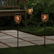 Mainstays Outdoor 22.3"H Solar Powered Black Flickering Dcor Stake Light