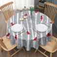 thumbnail image 3 of Gray Christmas Cardinal Bird Pattern Round Tablecloth 60"x60",Wrinkle Wipeable Table Cloth for Kitchen Dining Room Picnic Patio Party, 3 of 6