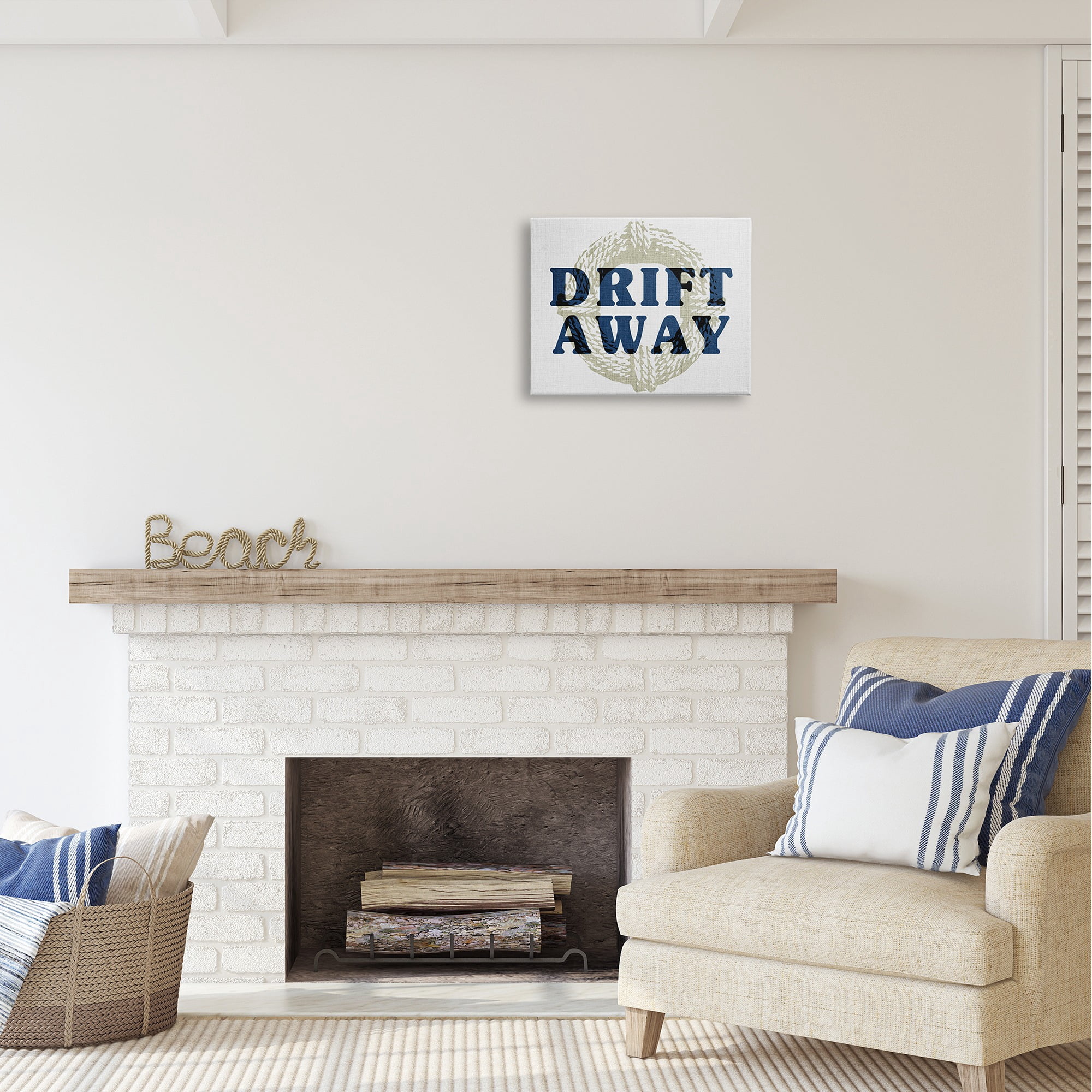 Stupell Industries Drift Away Maritime Phrase Nature Painting Gallery Wrapped Canvas Art Print Wall Art, 20 x 16