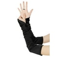 thumbnail image 5 of INSPIRE CHIC Women's Fingerless Sleeves Elbow Long 1920s Satin Gloves with Finger Loop One Size Black, 5 of 6