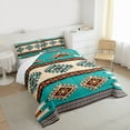 thumbnail image 3 of jejeloiu Ancient Bohemian Aztec Bedding Comforter Set,Rustic Western Tribal Twin Comforter Sets,Cyan Brown Bedding Set For Adults,Microfiber Bedroom Decor Reversible,2-Piece, 3 of 8