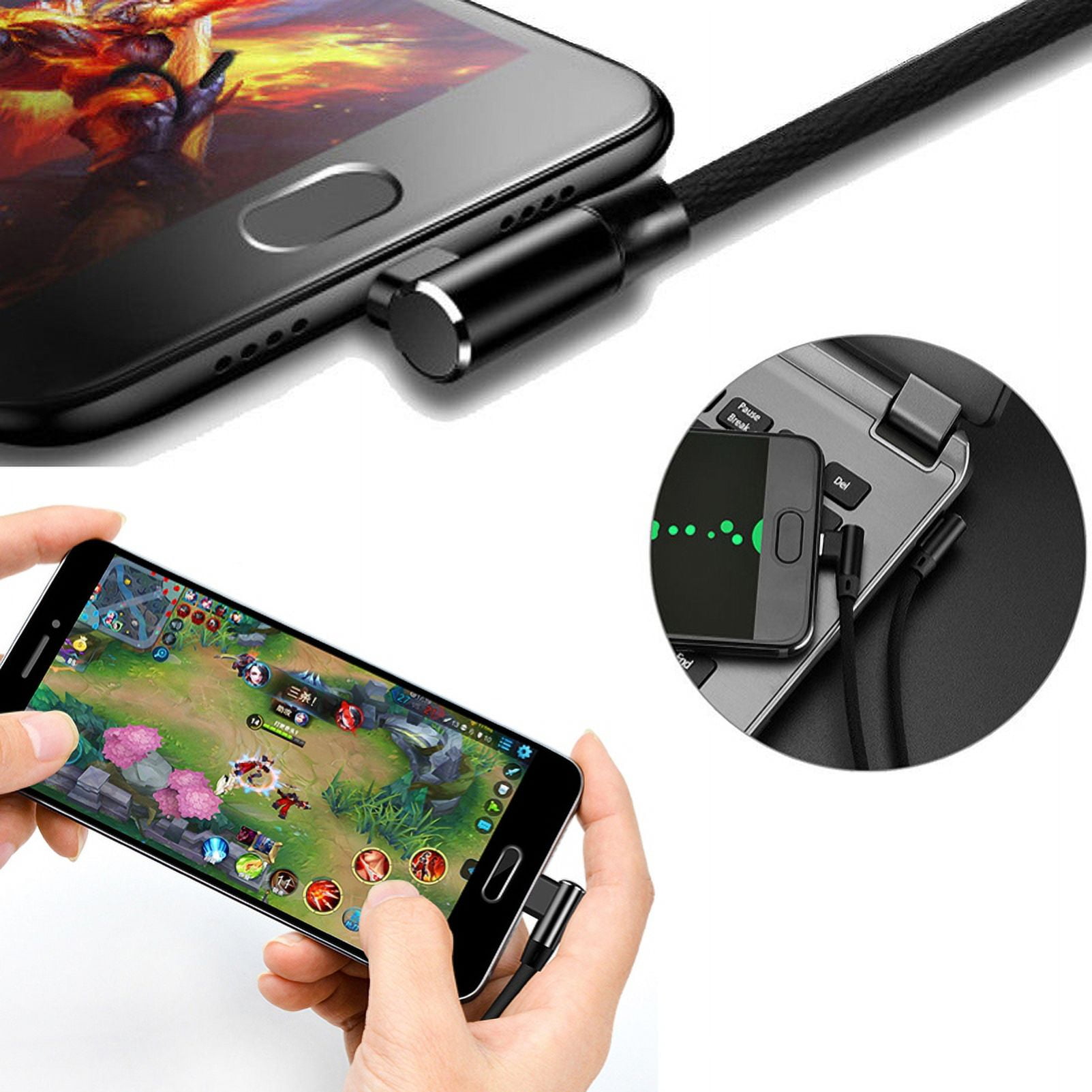 Adaptive Fast Home Charger w 10ft Type-C Angle USB Cable E7A for Nokia 7.1, 8, 3.1 Plus - OnePlus 5T, 6, 6T, 7 Pro - Razer Phone 2 - RED Hydrogen One - Samsung Galaxy Tab S3 9.7 S9 Plus, S8+