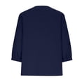 thumbnail image 4 of Fancifize Womens Long Sleeve Shirts Summer V Neck Tunic Tops Pleated Casual Cotton Linen Vacation Outfits Summer Trendy Clothes, 4 of 5