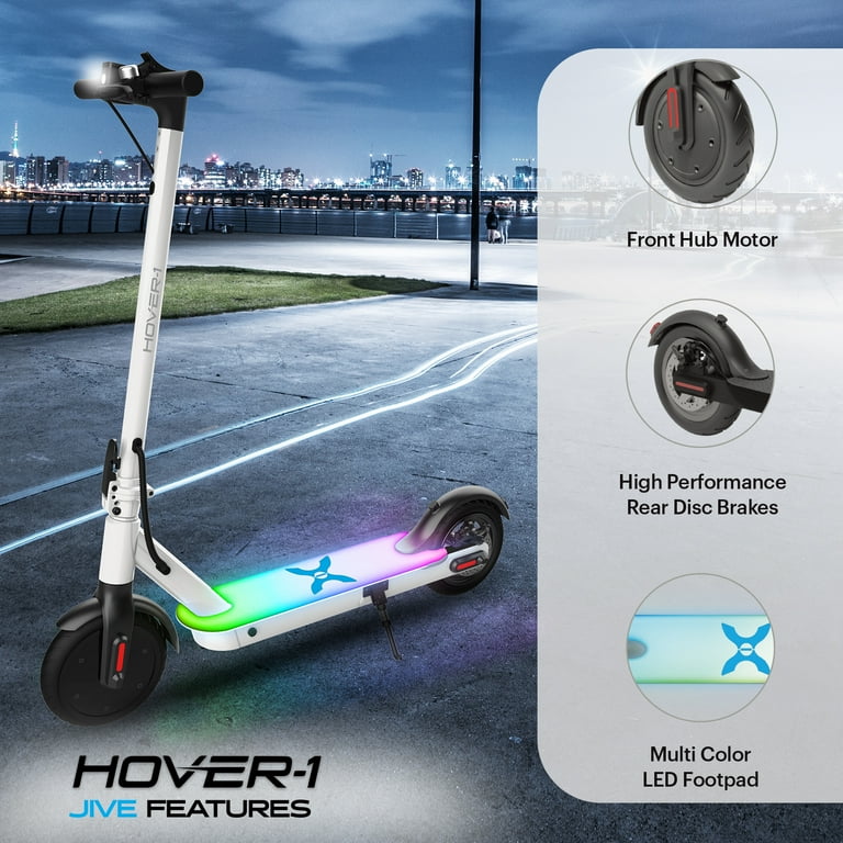 Hover 1 Jive Electric Scooter Self Balancing Foldable 16 mph Speed 8.5 Wheels LED Lights White Walmart