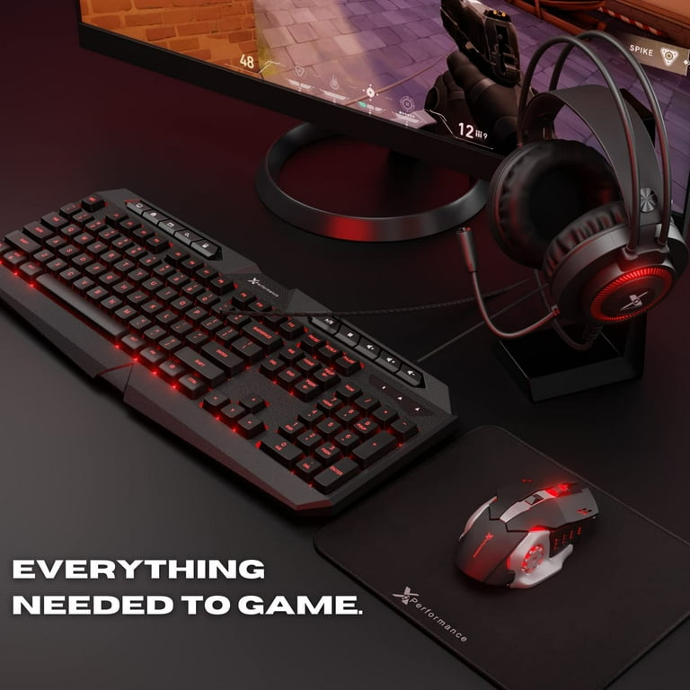  G-LAB Combo Helium - 4-in-1 Gaming Bundle - Backlit QWERTY  Gamer Keyboard, 3200 DPI Gaming Mouse, in-Ear Headphones, Non-Slip Mouse  Pad - PC Mac PS4 PS5 Xbox One Gamer Pack 