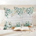 thumbnail image 3 of Green Pumpkin Outdoor Waterproof Pillow Covers, Thanksgiving Eucalyptus Leaves Wood Grain Decorative Square Throw Pillowcase Sofa Cushion Sham for Patio/Couch/Chair, 24"x24" 2 Pack, 3 of 8