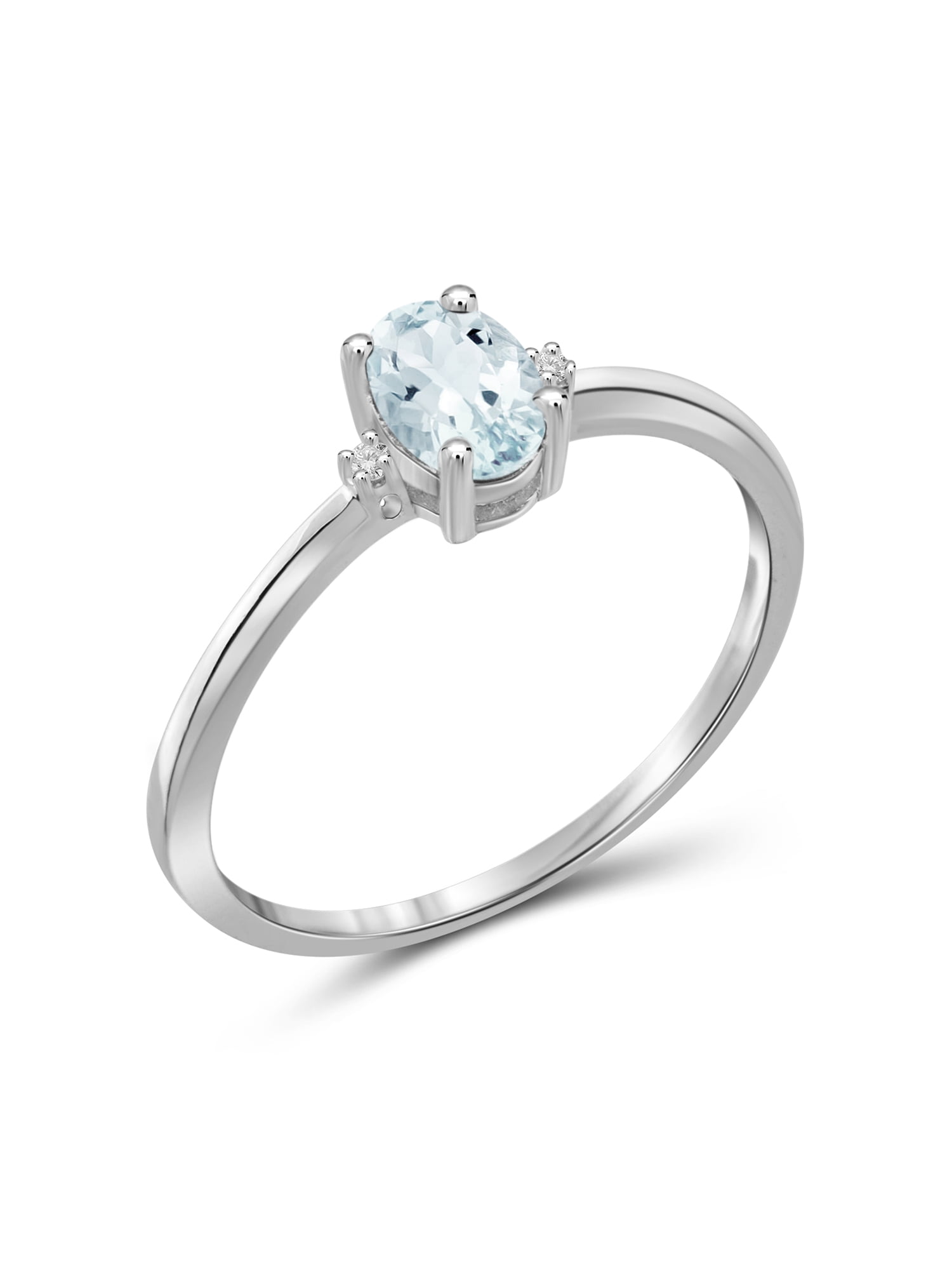 JewelersClub Aquamarine Ring Birthstone Jewelry – 0.45 Carat Aquamarine 0.925 Sterling Silver Ring Jewelry with White Diamond Accent – Gemstone Rings with Hypoallergenic 0.925 Sterling Silver Band