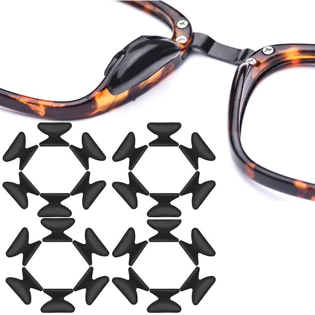 Almohadillas para la nariz para anteojos Almohadillas para la nariz antideslizantes suaves de silicona adhesiva para marcos de plástico 12 pares Negro 1.8 mm
