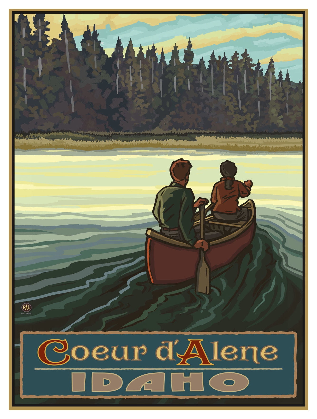 Coeur d' Alene Idaho Giclee Art Print Poster by Paul A. Lanquist (9" x