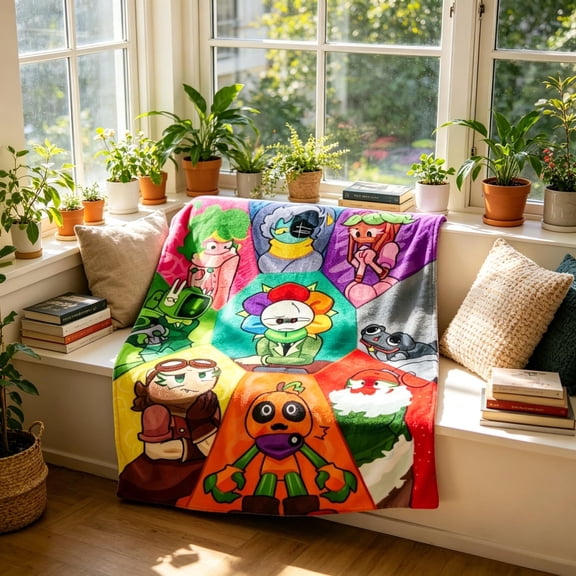Dandy's World Game Flannel Blanket Fan Flannel Blanket for Bedroom Decor