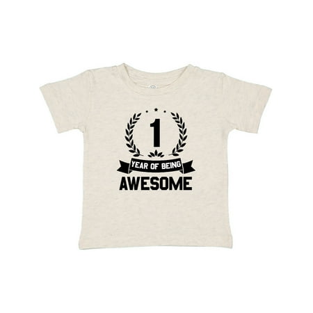 

Inktastic 1 year of being awesome birthday black Gift Baby Boy or Baby Girl T-Shirt