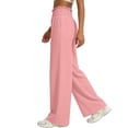 thumbnail image 6 of Miluxas Girl's Wide Leg Pants Elastic Waist Summer Boho Palazzo Pants Beach Vacation Casual Trousers Pink 13-14Years, 6 of 7