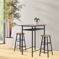 thumbnail image 3 of Patiojoy 3-Piece Bar Table and Chair Set Counter Height Bistro Table with 2 Stools Rectangular 2 Person Dining Set with Shelf, 3 of 10