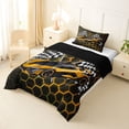 thumbnail image 2 of Erosebridal Racing Car Twin Comforter Sets for Kids Boys, Gradient Orange Honeycomb Bedding Set, Black Reversible, 1 Comforter and 1 Pillowcase, 2 of 6