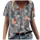 thumbnail image 2 of Fiudx Camisetas para Mujer Camiseta de Manga Corta con Cuello En V y Estampado Floral Informal de Moda para Mujer, 2 of 4