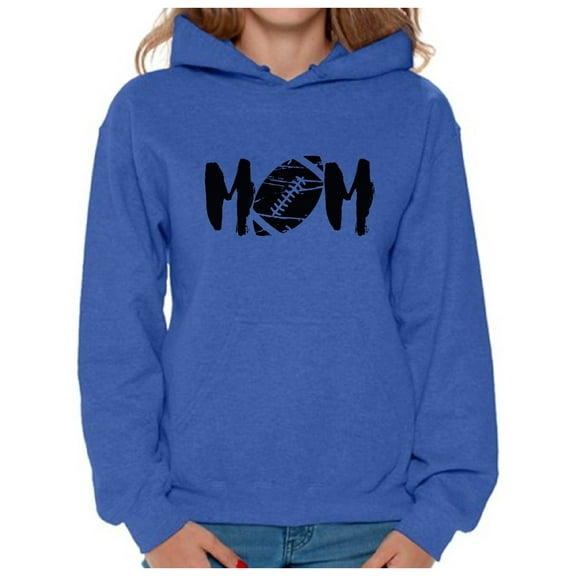 Awkward Styles Women's M-O-M Football Mom Graphic Hoodie Tops Black Sports Mother's Day Gift