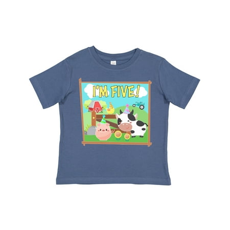 

Inktastic I m Five! Farm Animals Wearing Birthday Party Hats Gift Toddler Boy or Toddler Girl T-Shirt