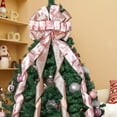 thumbnail image 5 of Christmas Tree Topper Christmas Wreath Bow, 52*13 inches Large Tree Toppers Bow with Glitter Streamer and Patterned Ribbon for Xmas Tree Décor Christmas Home Indoor Outdoor Decoration Lake Rose Gold, 5 of 12