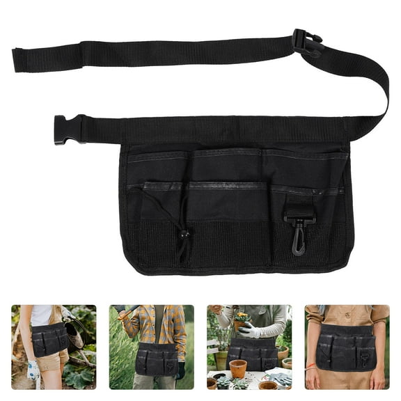 GOOHOCHY Pocket Gardening Tools Belt Bags Garden Waist Bag Hanging Pouch Gardening Tool Bucket Organizer with Multi-Pocket (Black)
