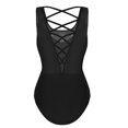 thumbnail image 4 of iEFiEL Women Sleeveless Mesh Splice Ballet Dance Leotard Yoga Gymnastics Bodysuit, 4 of 6