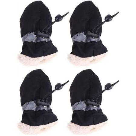 4pcs Dog Shoes Anti-Skid Pet Shoe Rain Boots Dog Foot Cover Thick Plush Dog Boots Paw Protector Soft Sole Pet Shoes (Black Size 7ï¼\u2030
