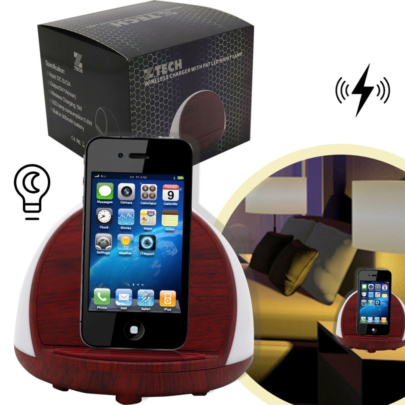 Wireless Charging Phone Stand with night lamp | Chair Shaped Phone Charger withDim Light