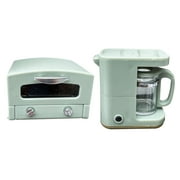 Simulation 1/12 Scale Coffee Maker and Microwave Oven Set Scenery Home Green