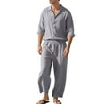 thumbnail image 5 of Xzbqbs Mens Casual Tracksuit 2 Pieces Cotton Linen Set Casual Button Down Polo Shirts Beach Yoga Pants Summer Beach Outfits Sets, 5 of 9