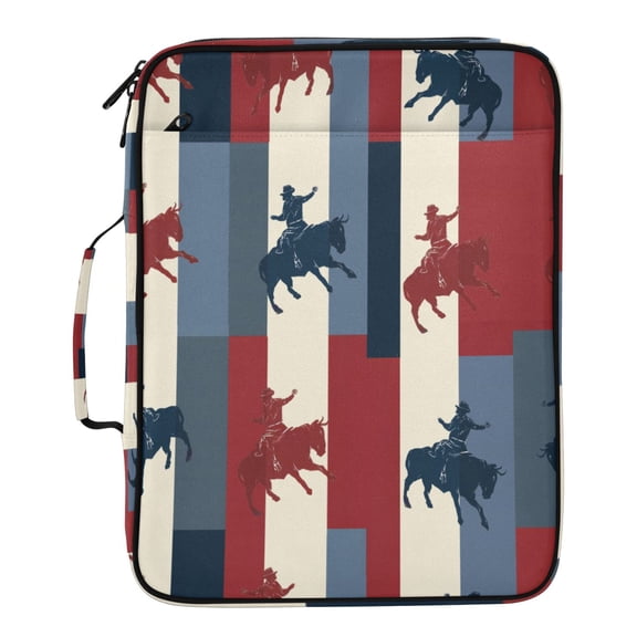 BZSMCE Red White Blue Horse Pattern Water-Resistant Filing Folder Binder Organizer Keeper 1.2 Inch 3-Ring 7-Pocket Expanding File