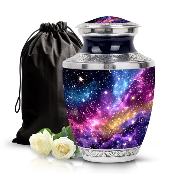 SABURIAL Star Galaxy Urn - Decorative Funeral Urns For Mom & Women Ashes - Beautiful Cremation Urn For Human Ash - Decorative Urns For Adult Ash - 10 Inch Large With Velvet Bag